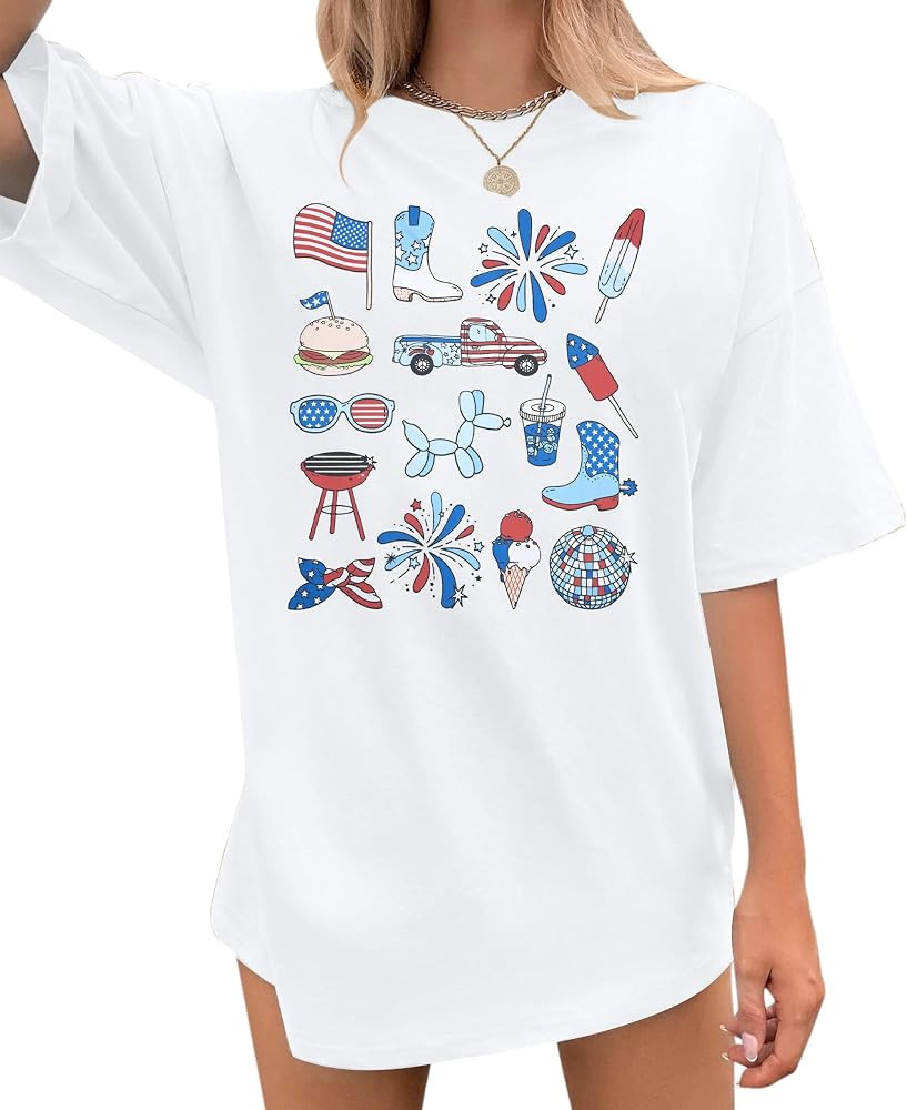Oversized 4th of July Shirt : Women You Look Like 4th of July Makes Me Want A Hot Dog Real Bad Fu... | Amazon (US)