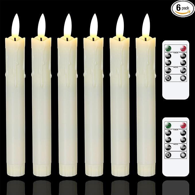 Mavandes Flameless Flickering Taper Candles Two Remote, 7.5 Inch Ivory Battery Operated LED Windo... | Amazon (US)