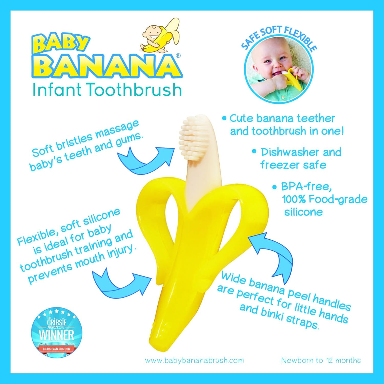 The Original Baby Banana Toothbrush Teether Toy, for Babies Infants Toddlers; USA Family-Owned Bu... | Amazon (US)