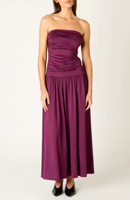 Nia Santal Strapless Jersey Midi Dress in Orchid at Nordstrom, Size Large | Nordstrom