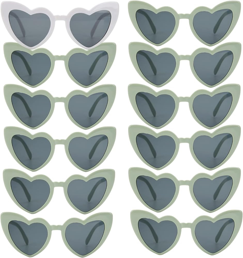 Loanzeg 12 Pairs Bachelorette Party Sunglasses Heart Shaped Sunglasses Party Decorations Bridesma... | Amazon (US)