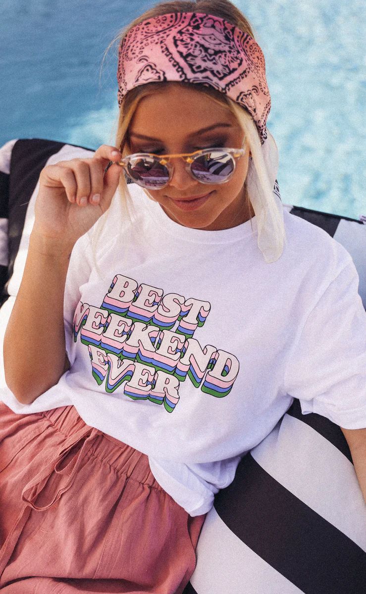 friday + saturday: best weekend ever summer t shirt | RIFFRAFF