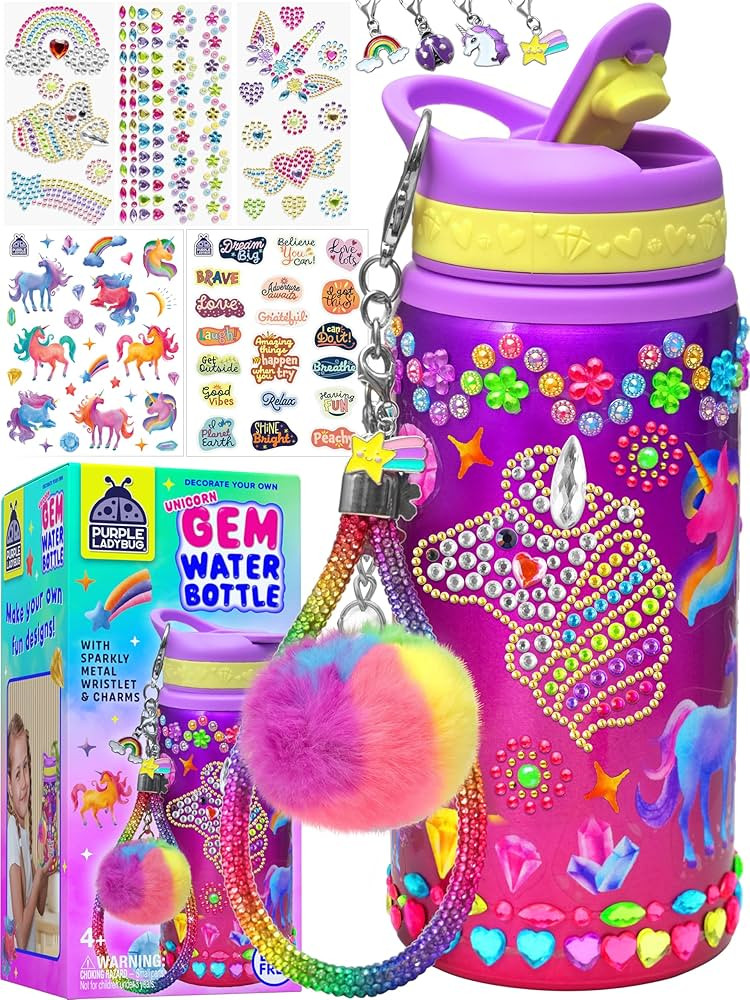 PURPLE LADYBUG Decorate Your Own Water Bottle Kit for Girls - Gifts for Ages 5 6 7 8 9 10 Year Ol... | Amazon (US)