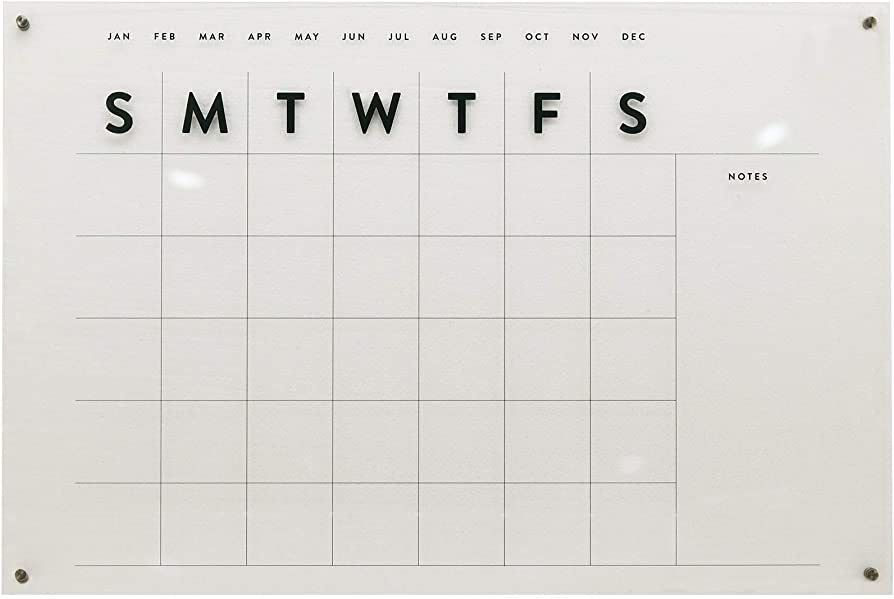 Parisloft Large Reusable Acrylic Wall Calendar, Clear Acrylic Monthly Wall Mounted Calendar, Mont... | Amazon (US)