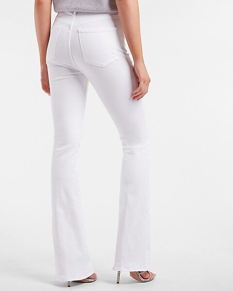 Super High Waisted White Flare Jeans | Express