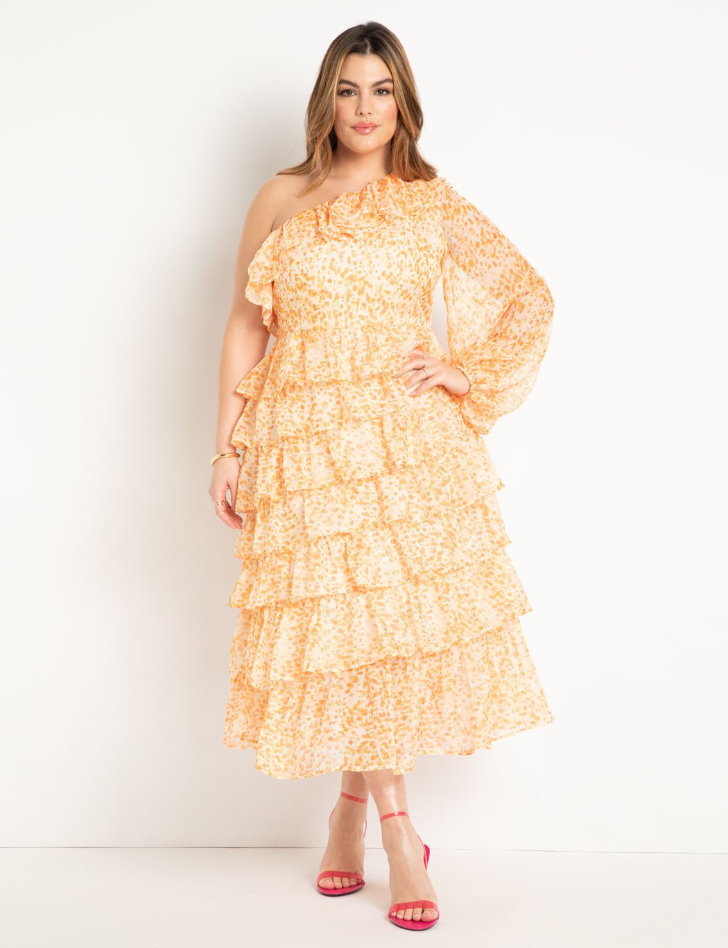 Chiffon Ruffled Dress | Eloquii