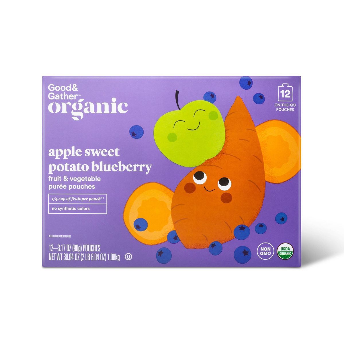 Organic Applesauce Pouches - Apple Sweet Potato Blueberry - 12ct - Good & Gather™ | Target
