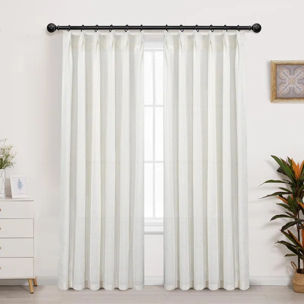 Schimmel Pinch Pleat Semi Sheer Solid Farmhouse And Modern Rustic Curtains For Living Room Bedroo... | Wayfair North America
