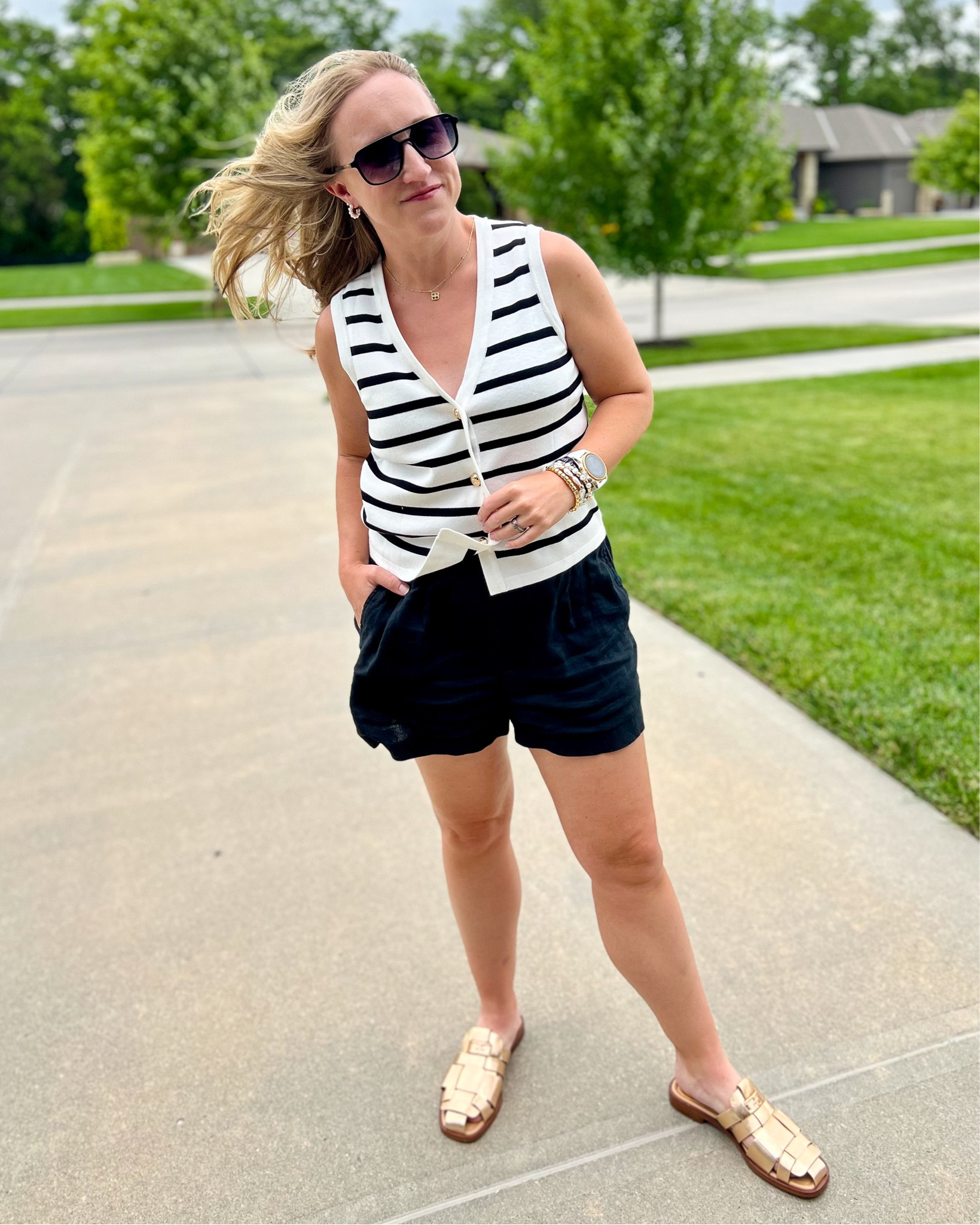 Just a little windy here in Nebraska 🤣 But I had a band concert to get to and this number was the perfect comfy, polished look!
Shoes are currently 30% off! Wearing small in the top (so soft) and medium in the shorts (perfect length)!

#LTKSeasonal #LTKShoeCrush #LTKOver40