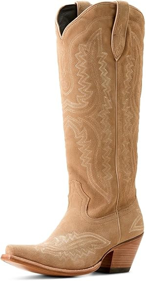 Ariat Womens Casanova Embroidered Snip Toe Zippered Casual Boots Knee High Mid Heel 2-3" - Brown | Amazon (US)