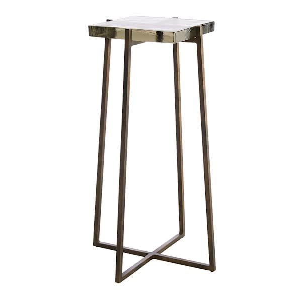 Rhea Metal & Glass Drink Table, Grey | At Home
