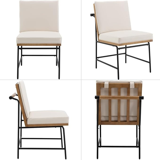 Ya-Home Modern Dining Chairs Set of 2, Comfy PU Leather Armless Side Chairs with Backrest Wooden ... | Amazon (US)