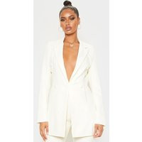 Cream Double Breasted Woven Blazer | PrettyLittleThing UK
