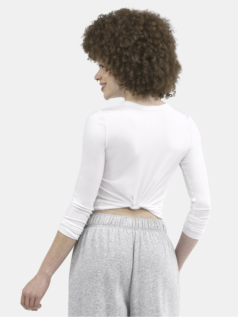 No Boundaries Ribbed Crewneck Tee with Long Sleeves, 1 or 2-Pack, Women's & Women's Plus XXS-XXL | Walmart (US)