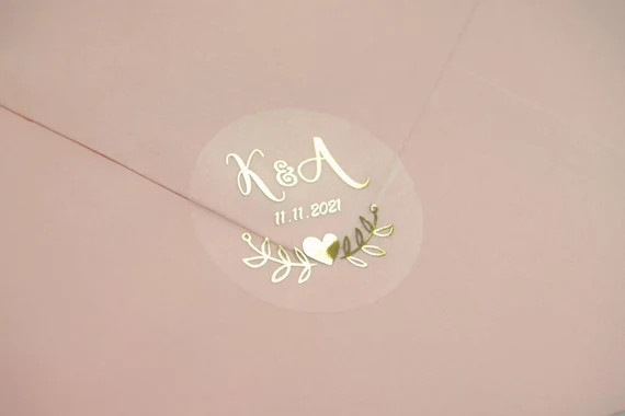 Real Foil Wedding Stickers Semi Transparent Labels Rose Gold | Etsy | Etsy (US)