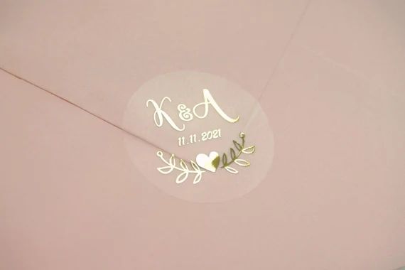 Real Foil Wedding Stickers Semi Transparent Labels Rose Gold | Etsy | Etsy (US)