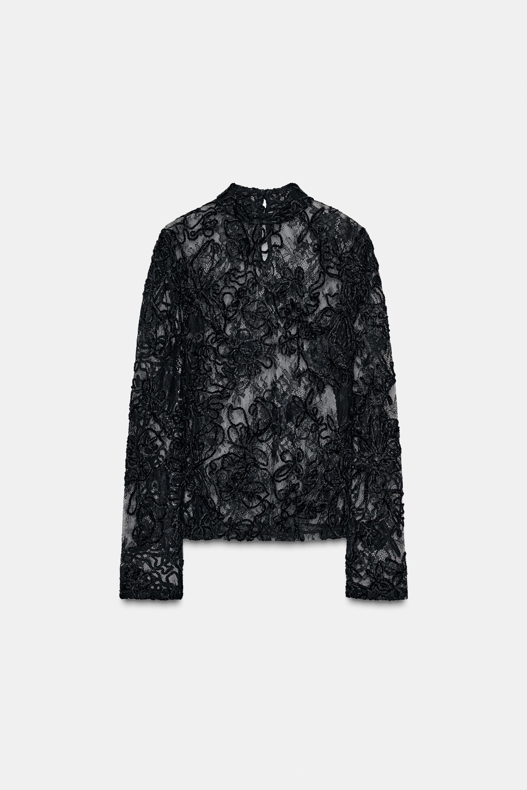 LACE LONG SLEEVE TOP | Zara US