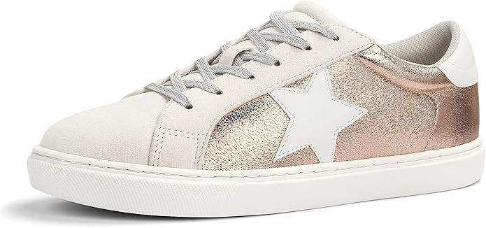 PARTY Women's Fashion Star Sneaker Lace Up Low Top Comfortable Cushioned Walking Shoes | Amazon (US)