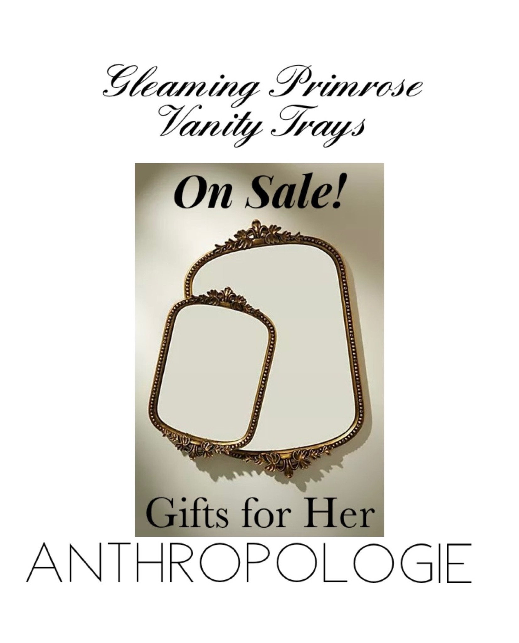 Beautiful gleaming primrose vanity trays on sale! Two different sizes. A take from the best selling mirrors. Have your perfume, jewelry at hand on display. Perfect gifts for her. Bedroom, bathroom, closet. Holiday, Christmas decorating. 


#LTKsalealert #LTKhome #LTKfamily