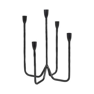 Black 16 in. Metal Modern Forged 5-Taper Candle Holder | The Home Depot