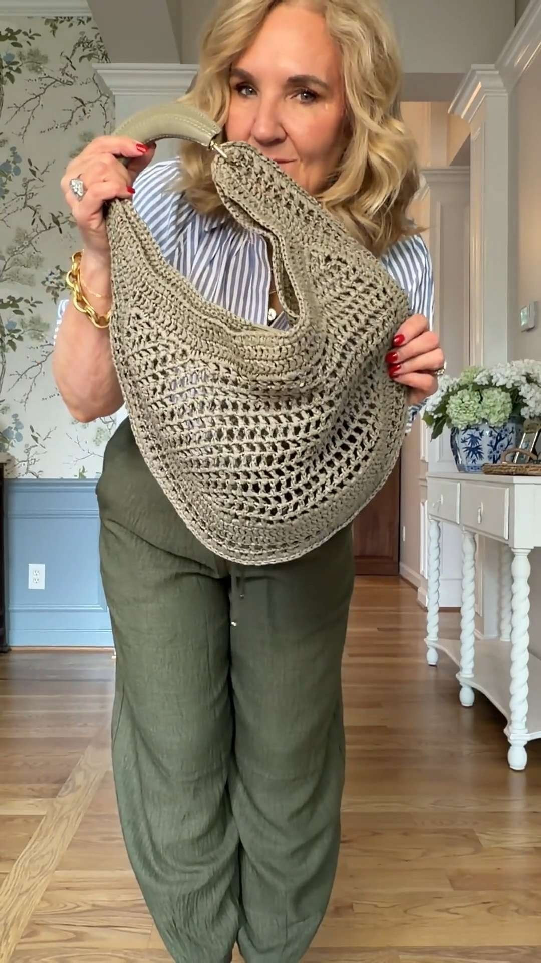 That's why accessories become so important.

When you're wearing just a top and pants, a great bag can completely transform the look and bring everything together. This woven tote adds texture, interest, and personality without adding extra layers or bulk. 🫶🏻 

 #LTKootd #LTKSeasonal #LTKOver40