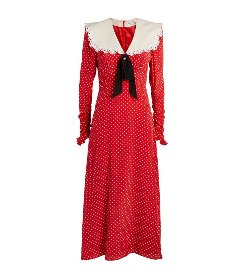 Alessandra Rich Silk Polka-Dot Midi Dress | Harrods