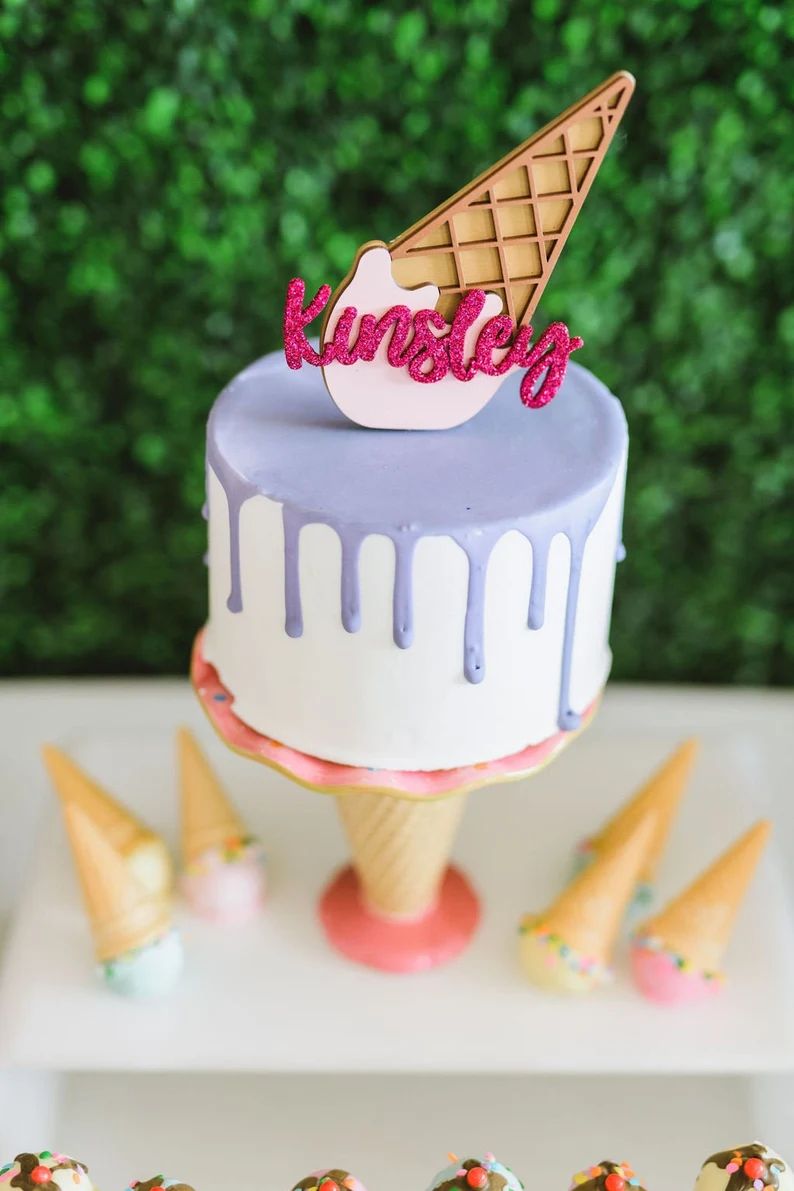 Ice Cream Cone Cake Topper, 3D Cake Topper, Custom Cake topper, Ice Cream Party, Waffle Cone, Cak... | Etsy (US)