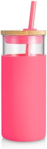 tronco 20oz Glass Tumbler Straw Silicone Protective Sleeve Bamboo Lid - BPA Free | Amazon (US)