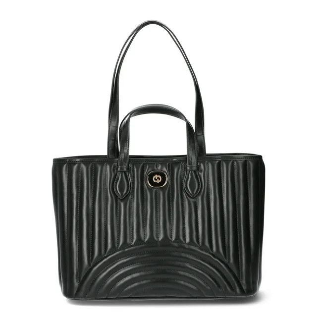 Time and Tru Women's Chloe Tote Bag, Black Quilted | Walmart (US)