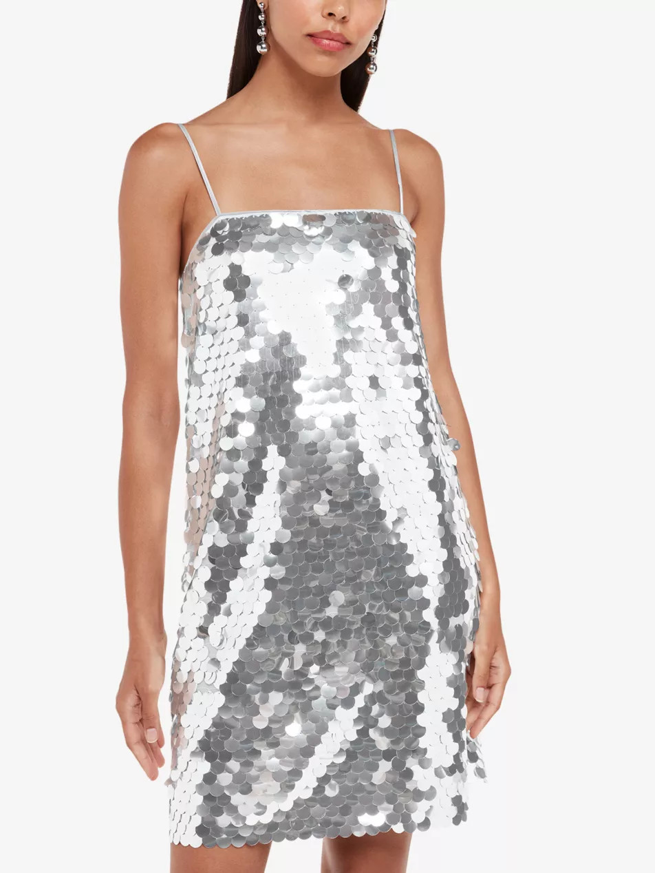 Sequin disc-embellished relaxed-fit recycled-polyester mini dress | Selfridges