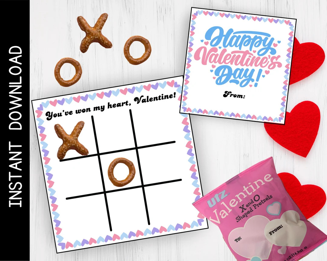 Pretzel Tic Tac Toe Valentine: Student Class Valentines (digital Download) - Etsy | Etsy (US)