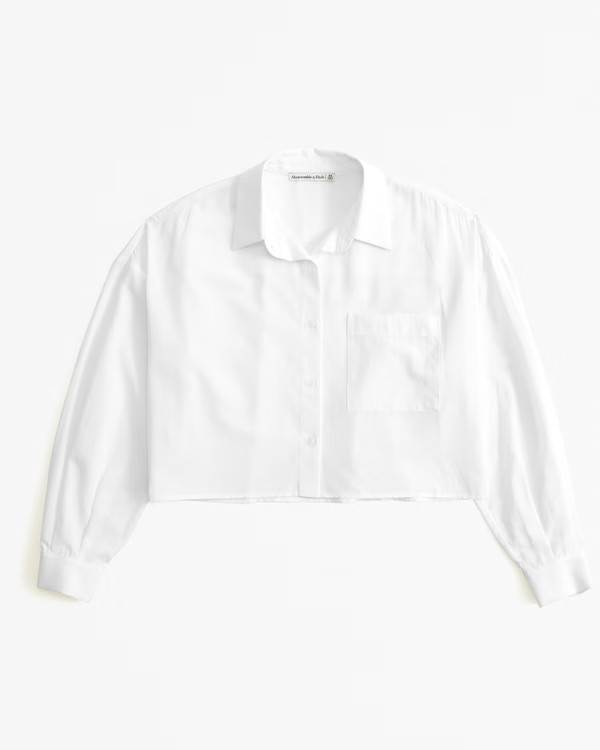Long-Sleeve Cropped Cotton-Blend Shirt | Abercrombie & Fitch (US)