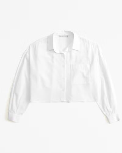 Long-Sleeve Cropped Cotton-Blend Shirt | Abercrombie & Fitch (US)