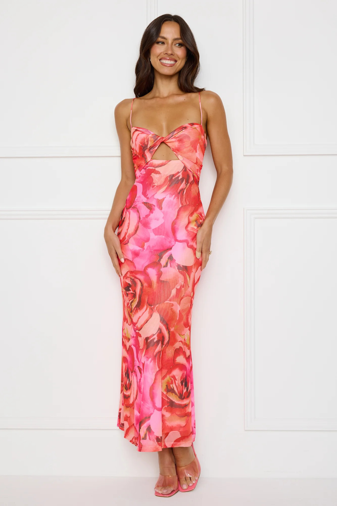 Seleneia Mesh Maxi Dress Pink | Hello Molly (AU)