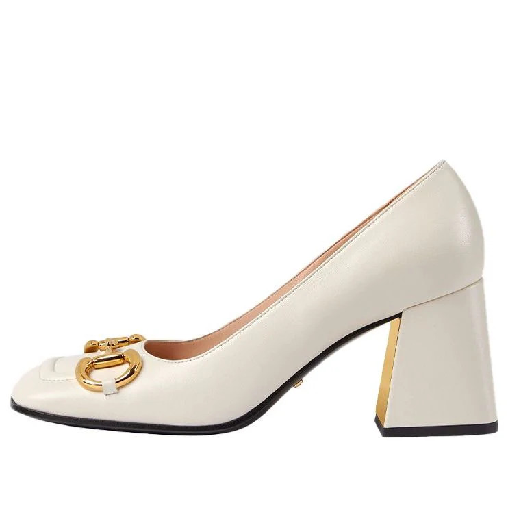 (WMNS) Gucci Mid-heel pump with Horsebit 'White Leather' 643886-C9D00-9022 | KICKS CREW