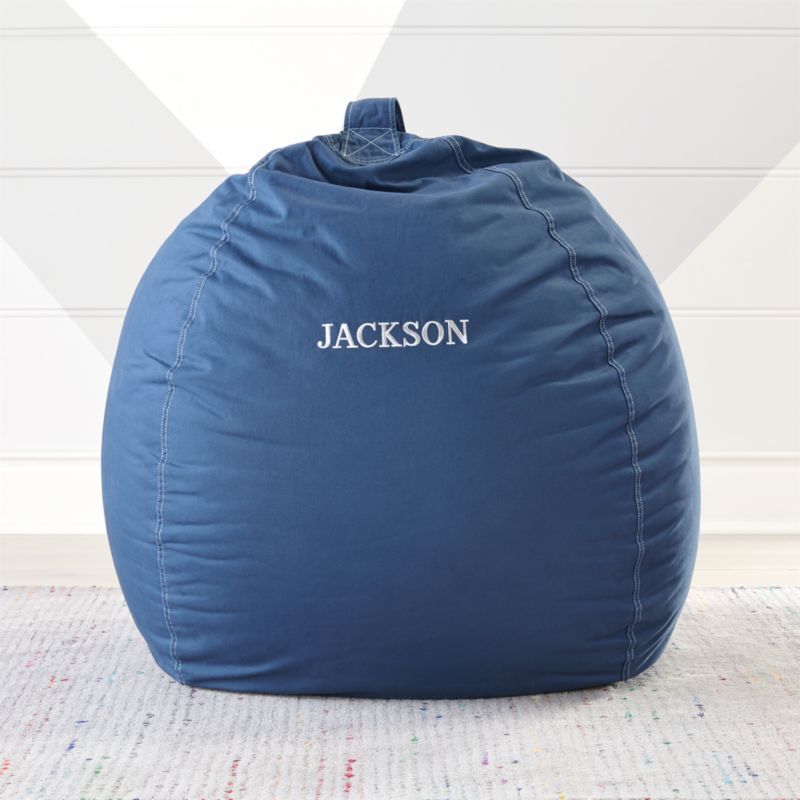 Large Dark Blue Bean Bag Chair | Crate & Barrel