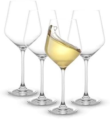 Amazon.com | JoyJolt Layla White Wine Glasses, Set of 4 Italian Wine Glasses, 13.5 oz Clear Wine ... | Amazon (US)