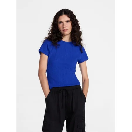 Scenario Women s Variegated Rib Tee with Short Sleeves  Sizes XS-XXXL | Walmart (US)