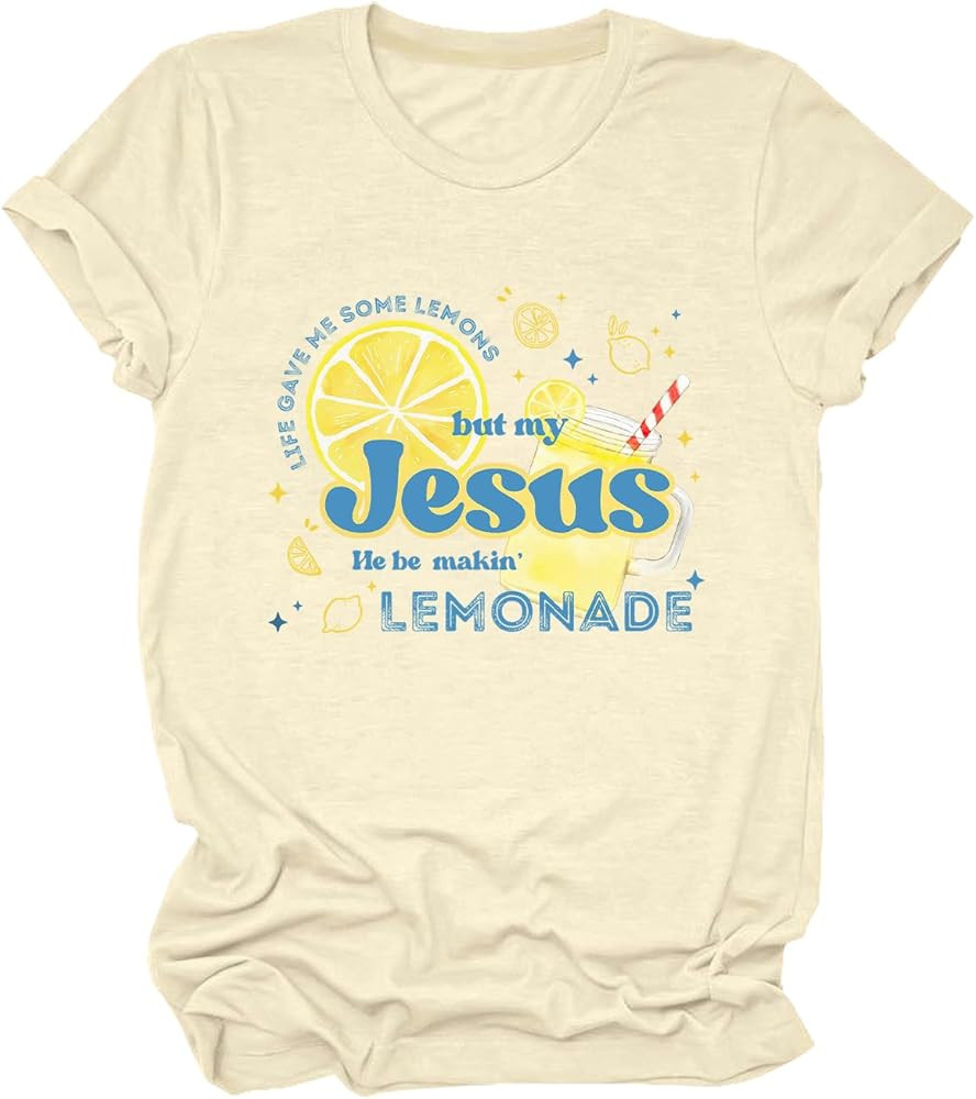 My Jesus Making Lemonade Shirt Lemon T-Shirt Christian Shirts for Women Funny Jesus Shirts Limonc... | Amazon (US)