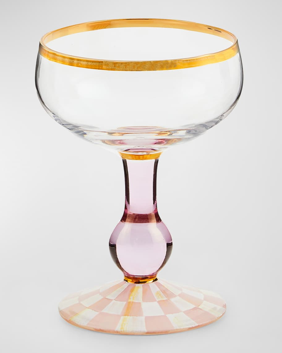 MacKenzie-Childs Rosy Check Coupe Glass, 11 oz. | Neiman Marcus