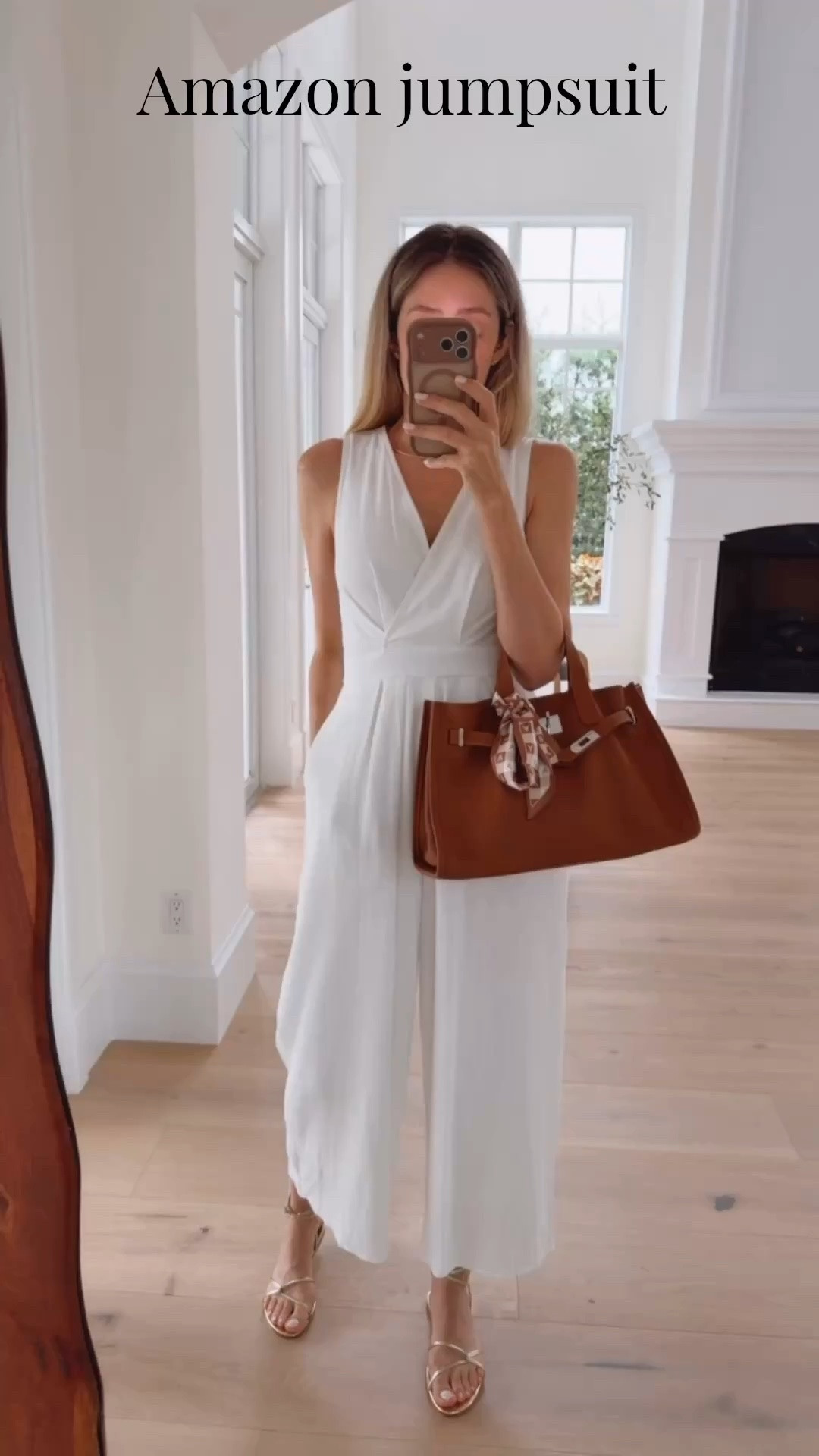Amazon jumpsuit that I love! 
It’s linen, have a beautiful v neck, and I love the fitting. This bag is also outstanding and the quality is amazing.
Fits true to size and I’m wearing size small, I’m 5”9 for your reference

#LTKootd #LTKU #LTKSeasonal