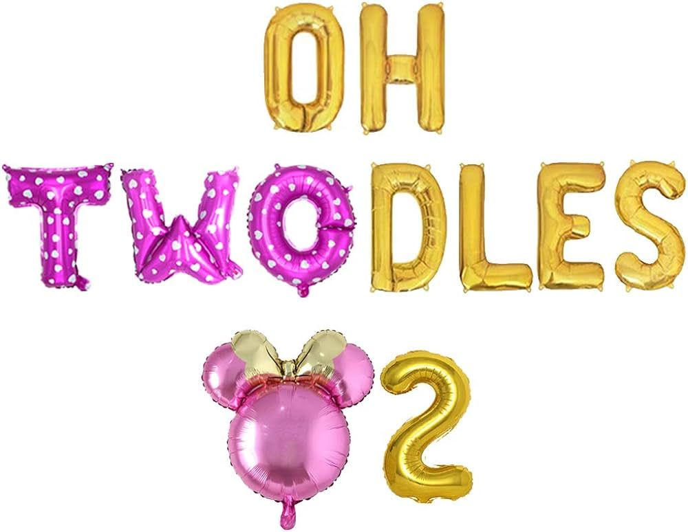 Oh Twodles Birthday Balloons, Pink Oh Twodles Balloon Birthday Banner Minnie Mouse Party Supplies... | Amazon (US)