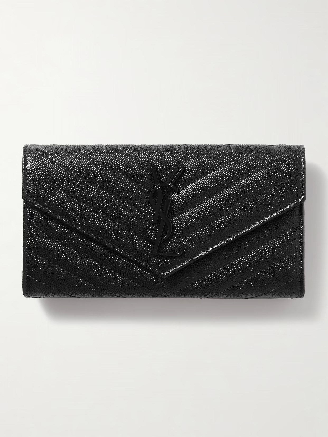 SAINT LAURENT - Monogramme Quilted Textured-leather Wallet - Black | NET-A-PORTER (US)