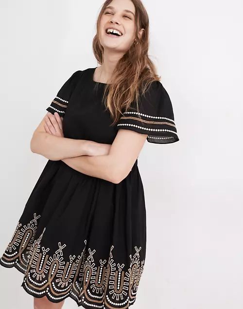 Embroidered Eyelet Puff-Sleeve Mini Dress | Madewell