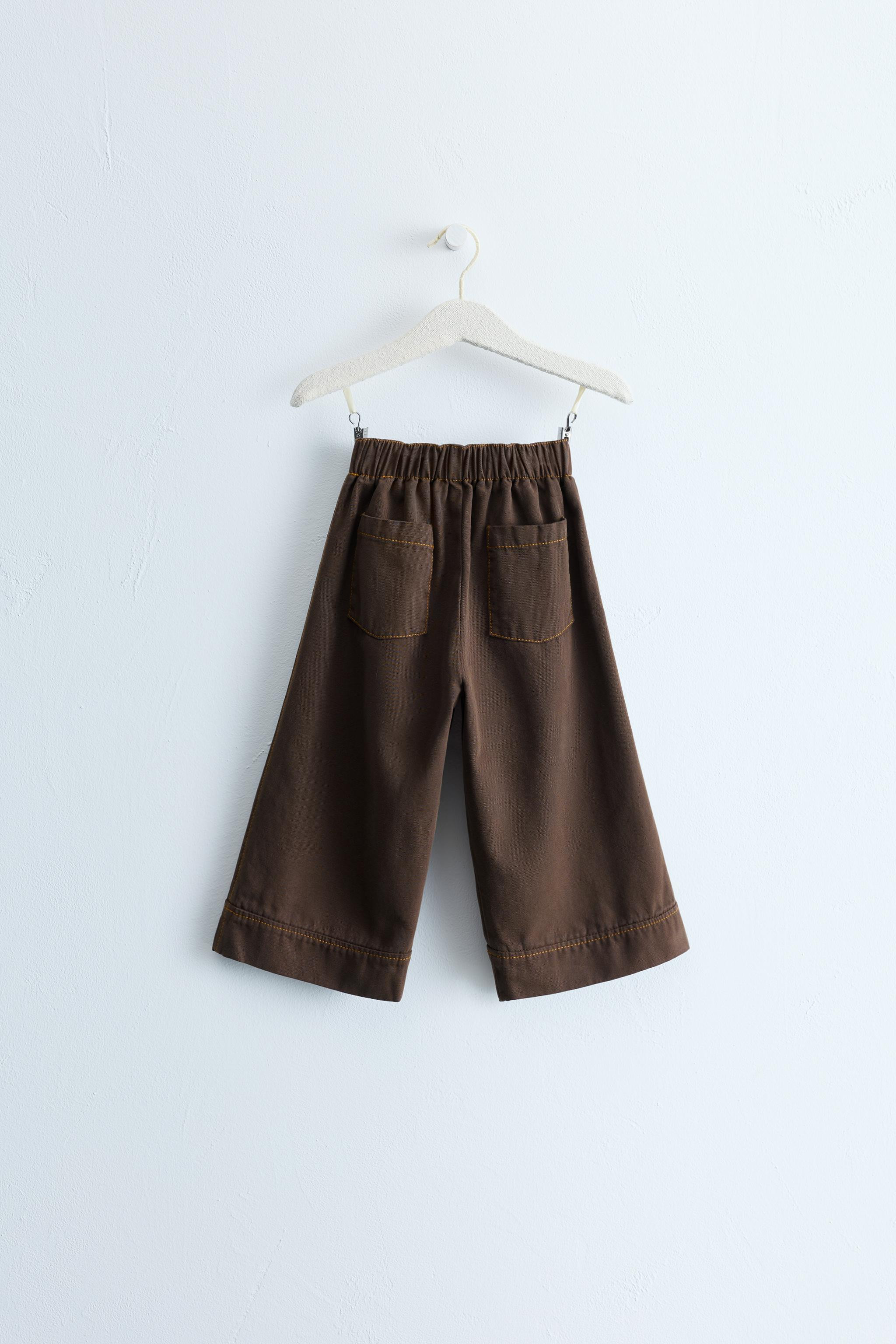 ZARA TIMELESS - WIDE LEG CONTRAST STITCH CANVAS PANTS | Zara US