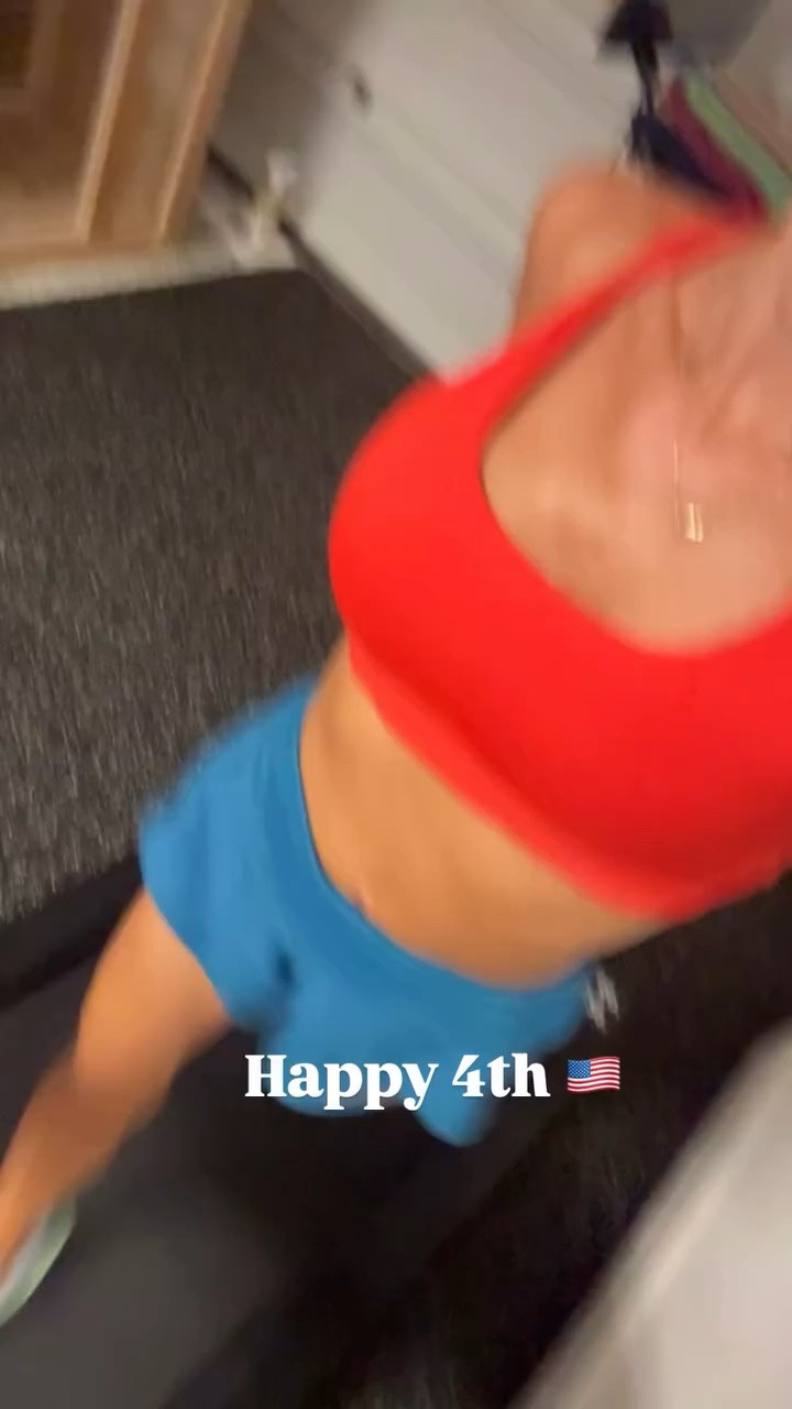 Yesterday’s workout outfit for walking. Red sports bra size s, blue running shorts

#LTKPetite #LTKActive #LTKfitnessgoals