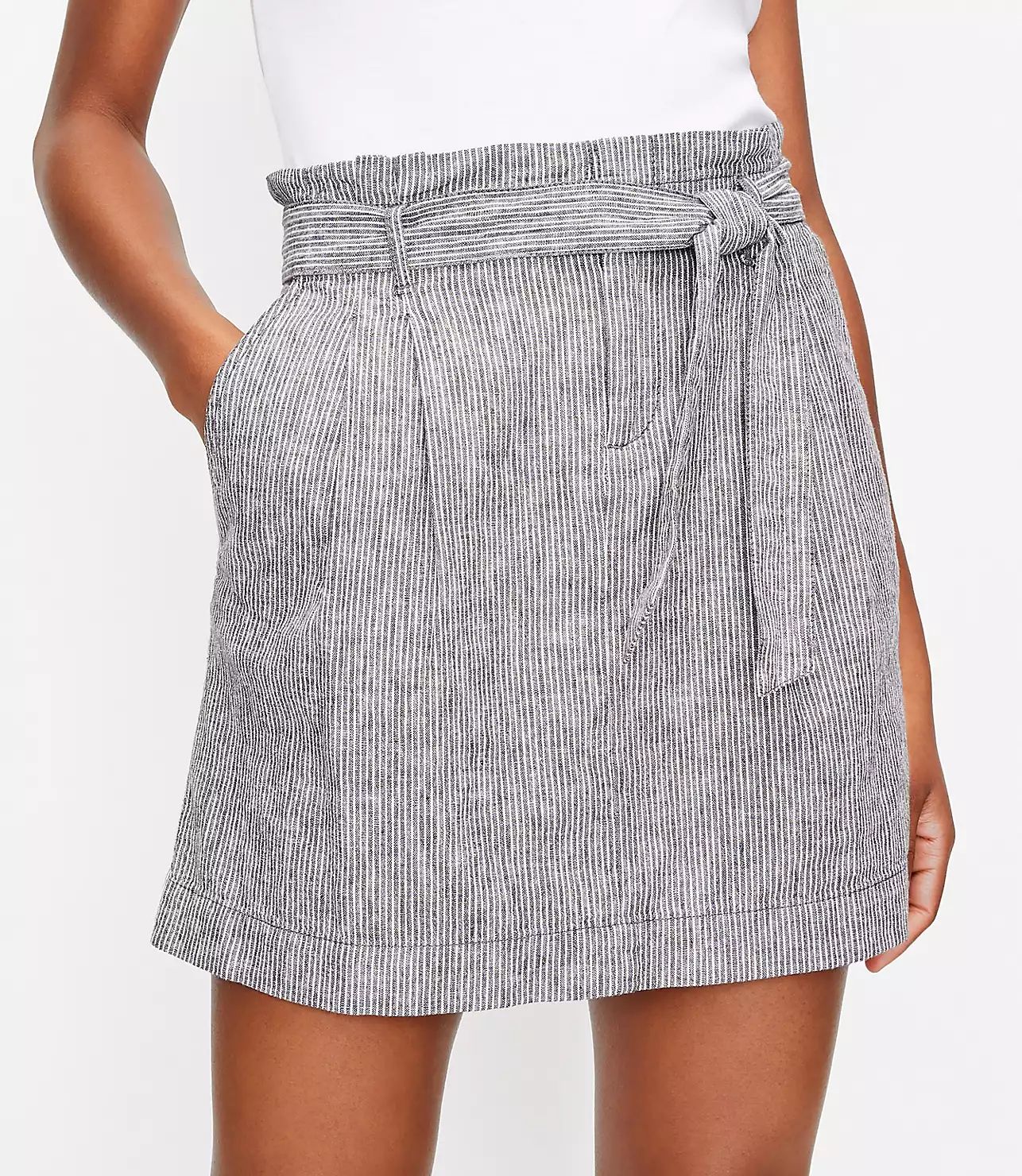 Stripe Paperbag Pocket Skirt | LOFT