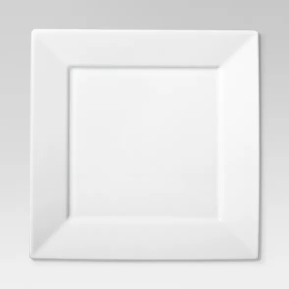Square Rim Dinner Plate 10.2"x10.2" Set of 4 - White - Threshold™ | Target