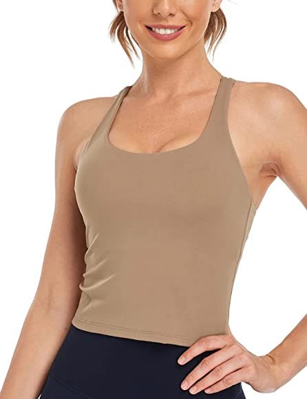 HeyNuts Hawthorn Athletic Women's Longline Medium Impact Wirefree Sports Bras Crop Tops with Removab | Amazon (US)