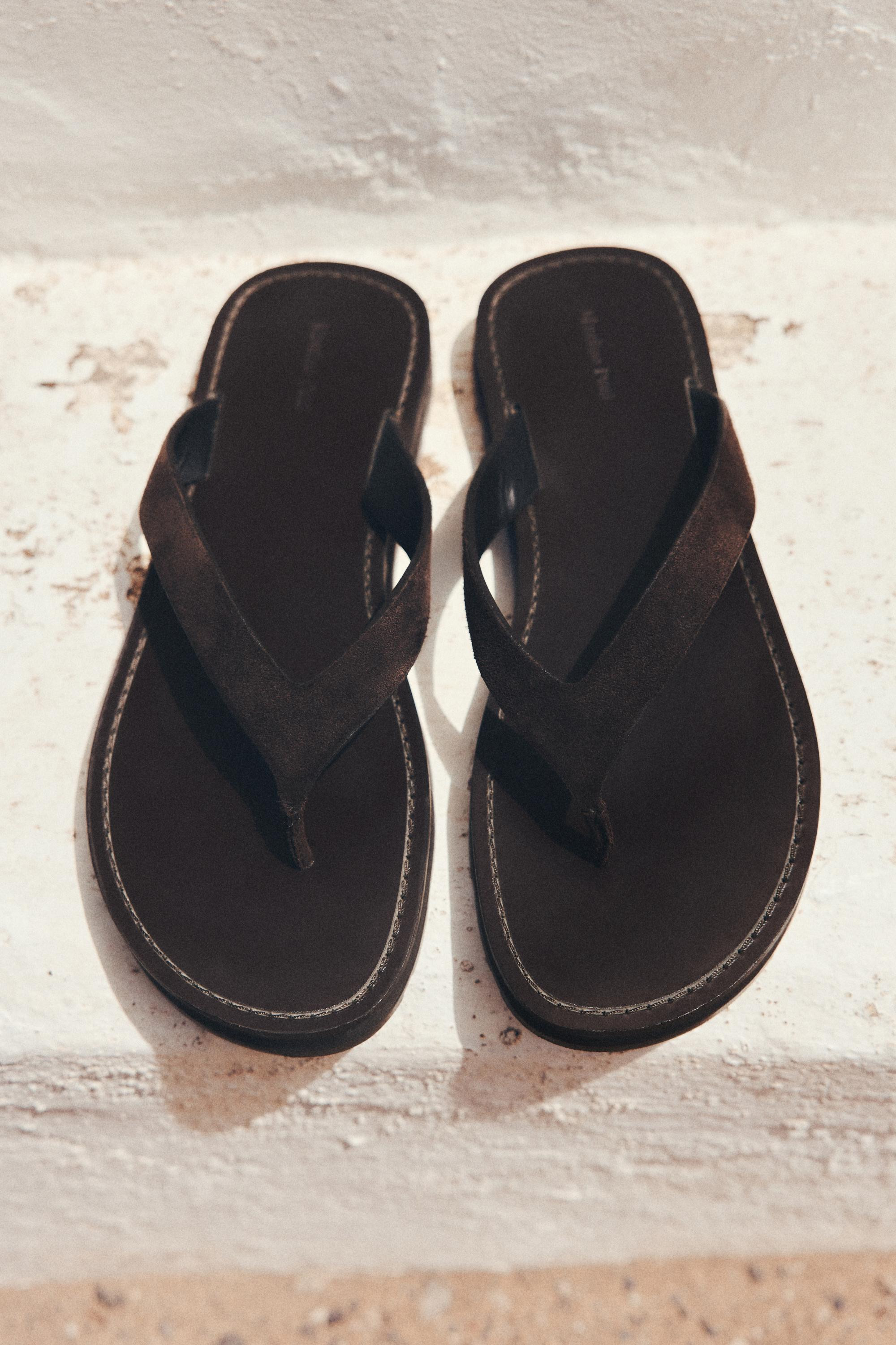 Leather toe divider sandals | Massimo Dutti UK